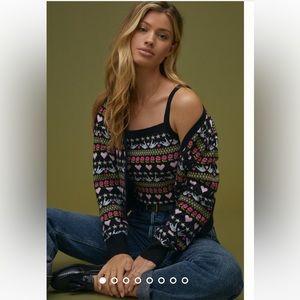 Anthropologie Maeve Hearts Sweater Set